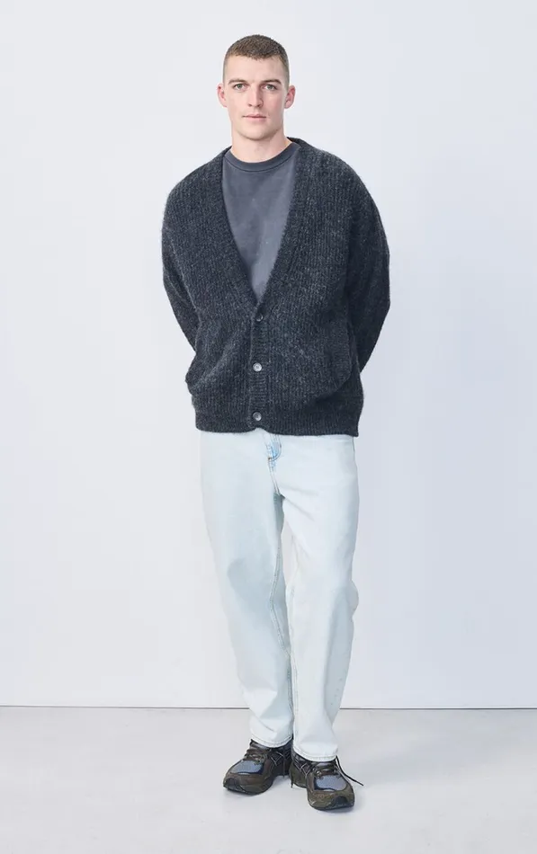 American Vintage Jumpers and Cardigans Men Cardigan East Melange Charcoal American Vintage Jumpers and Cardigans Men Cardigan East Melange Charcoal