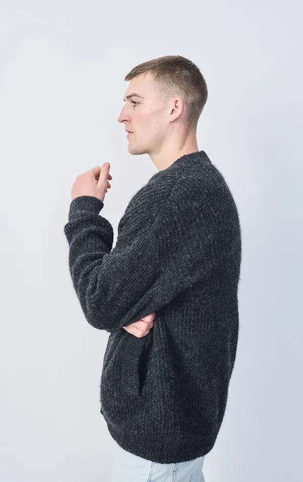 American Vintage Jumpers and Cardigans Men Cardigan East Melange Charcoal American Vintage Jumpers and Cardigans Men Cardigan East Melange Charcoal