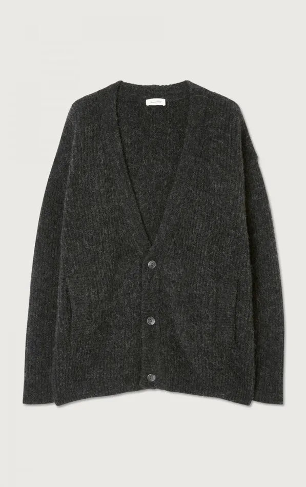 American Vintage Jumpers and Cardigans Men Cardigan East Melange Charcoal American Vintage Jumpers and Cardigans Men Cardigan East Melange Charcoal