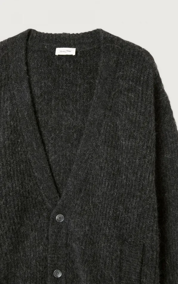 American Vintage Jumpers and Cardigans Men Cardigan East Melange Charcoal American Vintage Jumpers and Cardigans Men Cardigan East Melange Charcoal