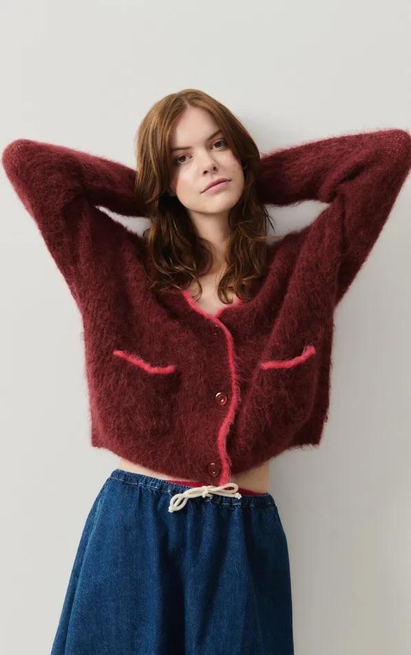 American Vintage Jumpers and Cardigans Women Cardigan Bymi Burgundy Black Melange