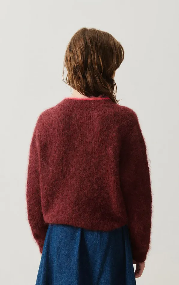American Vintage Jumpers and Cardigans Women Cardigan Bymi Burgundy Black Melange