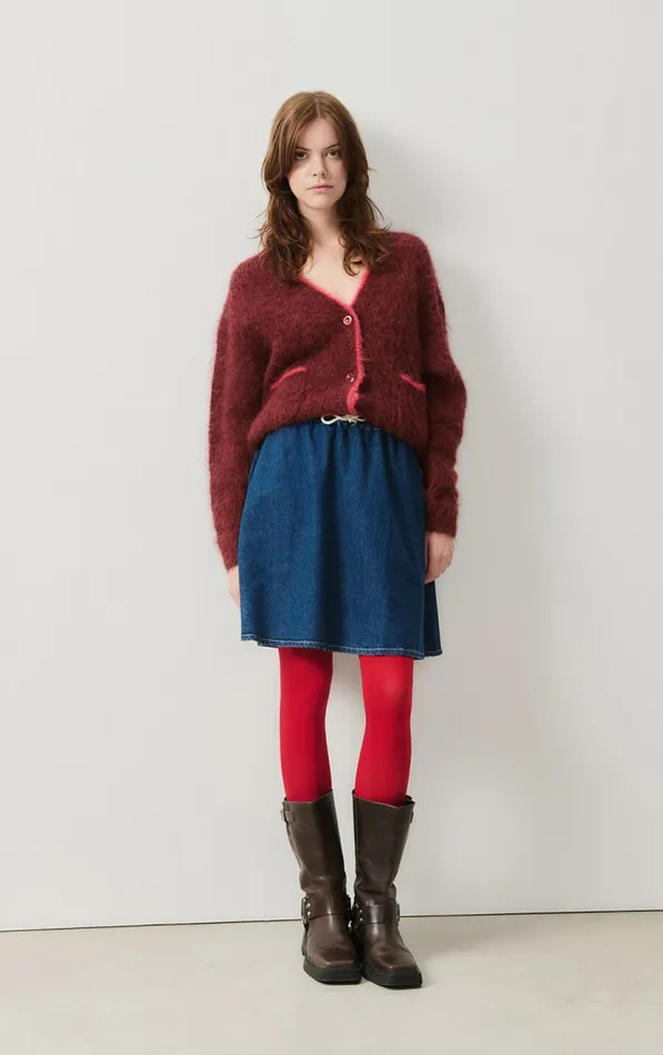 American Vintage Jumpers and Cardigans Women Cardigan Bymi Burgundy Black Melange