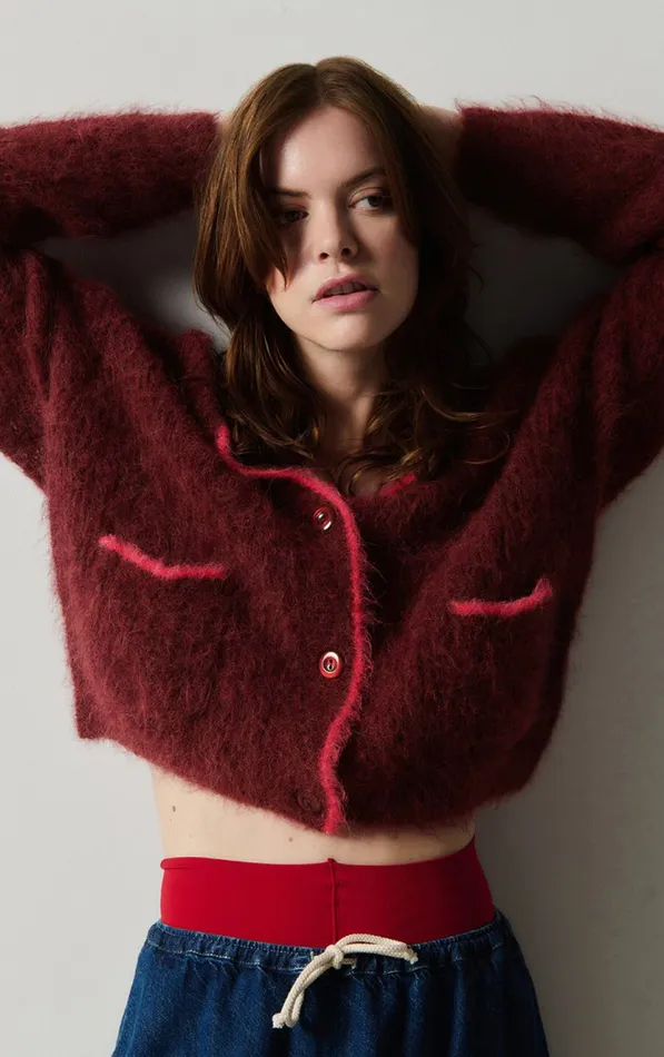 American Vintage Jumpers and Cardigans Women Cardigan Bymi Burgundy Black Melange