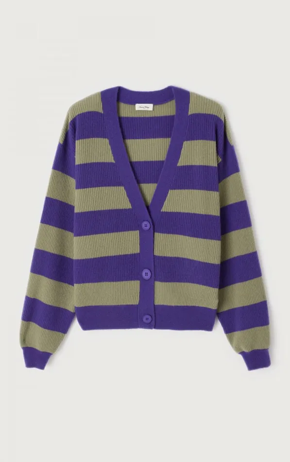 American Vintage Jumpers and Cardigans Women Cardigan Raxow Purple Striped Shore