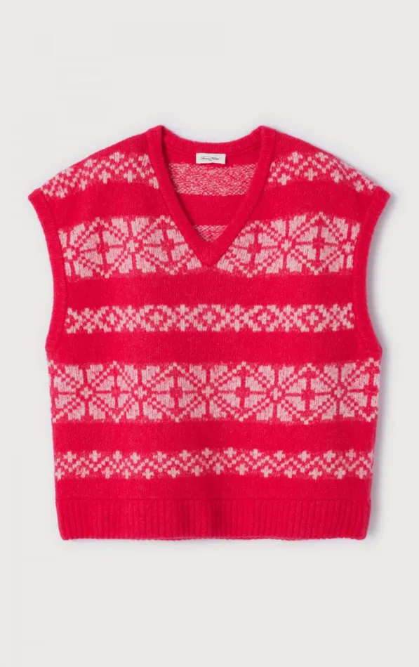 American Vintage Jumpers and Cardigans Women Jumper Gylson Fuchsia Jacquard Ecru