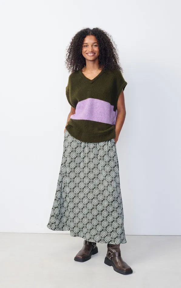 American Vintage Jumpers and Cardigans Women Jumper Gylson Khaki Striped Lilac Melange American Vintage Jumpers and Cardigans Women Jumper Gylson Khaki Striped Lilac Melange