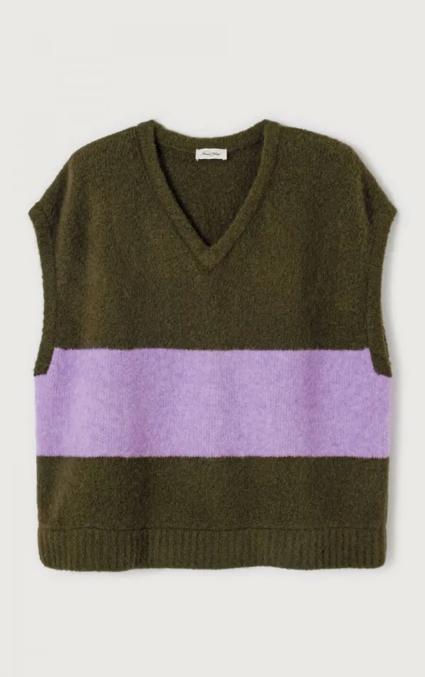 American Vintage Jumpers and Cardigans Women Jumper Gylson Khaki Striped Lilac Melange American Vintage Jumpers and Cardigans Women Jumper Gylson Khaki Striped Lilac Melange