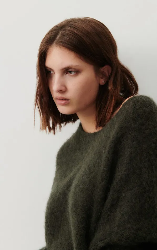 American Vintage Jumpers and Cardigans Women Jumper Yanbay Melange Charcoal American Vintage Jumpers and Cardigans Women Jumper Yanbay Melange Charcoal