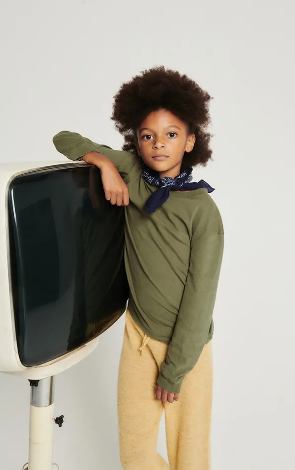 American Vintage Long Sleeve TShirts Kids TShirt Gamipy Khaki Vintage