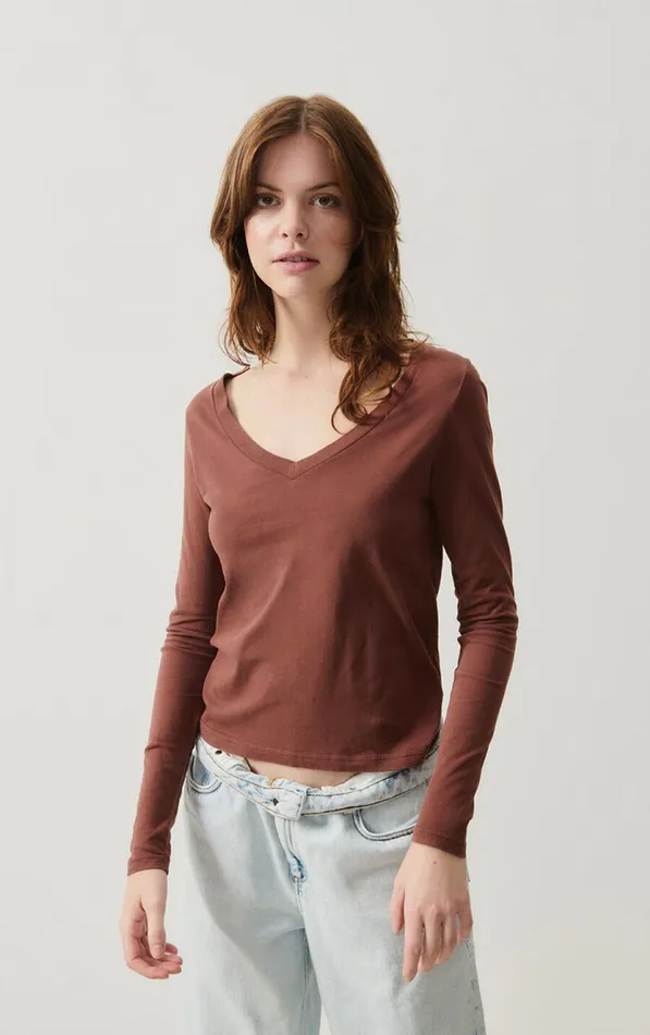 American Vintage Long Sleeve TShirts Women TShirt Gamipy Choco