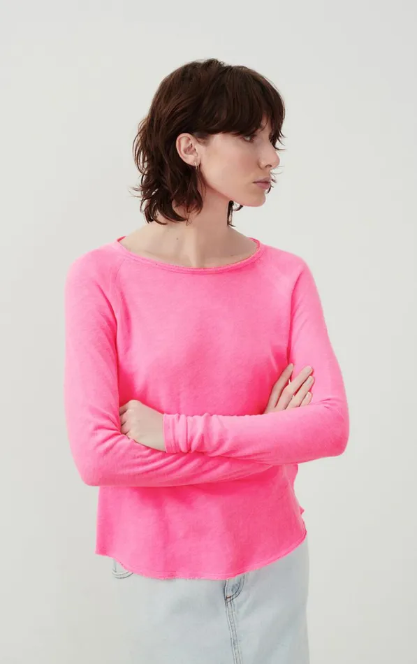 American Vintage Long Sleeve TShirts Women TShirt Sonoma Pink Acid Fluo