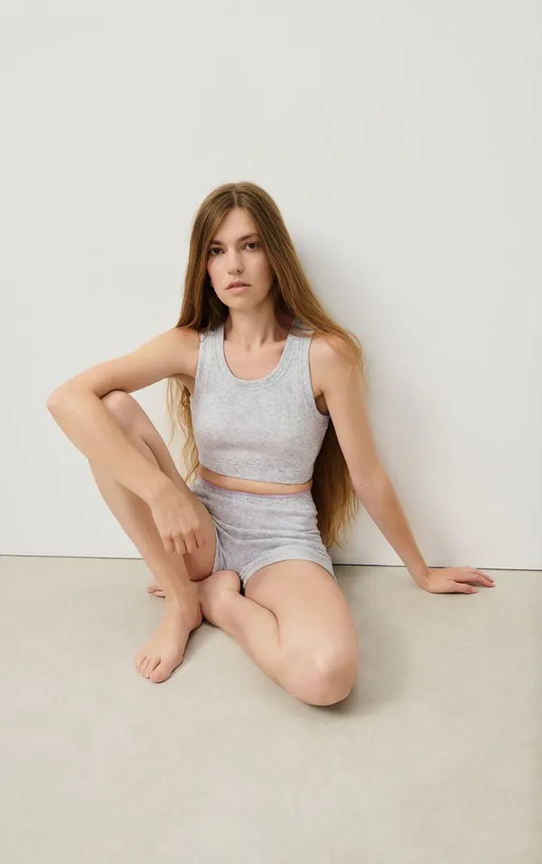 American Vintage Loungewear Women Bra Evona Melange Light Grey