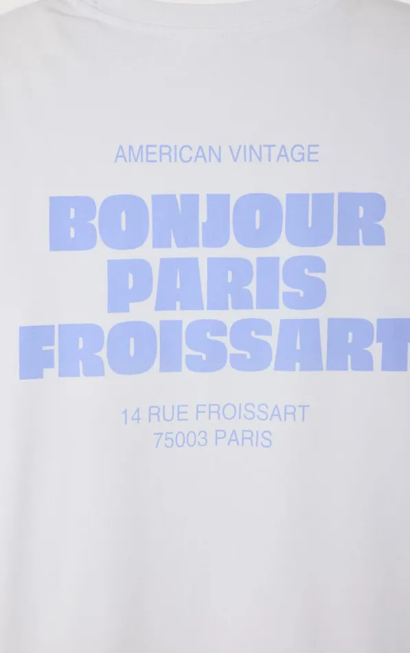 American Vintage Short Sleeve TShirts WomenMen TShirt Fizvalley 034Bonjour Paris Froissart034 White American Vintage Short Sleeve TShirts WomenMen TShirt Fizvalley 034Bonjour Paris Froissart034 White