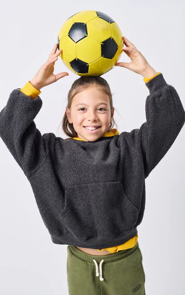 American Vintage Sweatshirts Kids Hoodie Bobypark Melange Charcoal