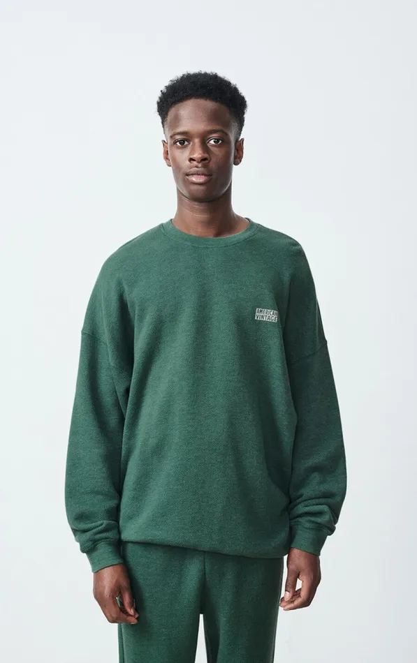 American Vintage Sweatshirts Men Sweatshirt Doven Overdyed Forest