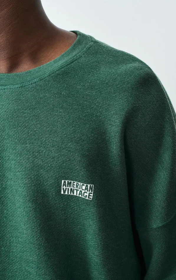 American Vintage Sweatshirts Men Sweatshirt Doven Overdyed Forest