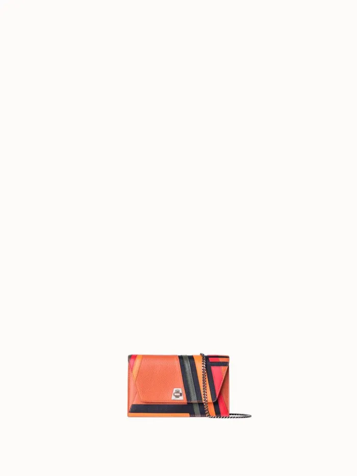 Anouk Clutch Bag In Zig Zag Trapezoid Leather Patchwork Multicolor Women Akris Shoulder Bags