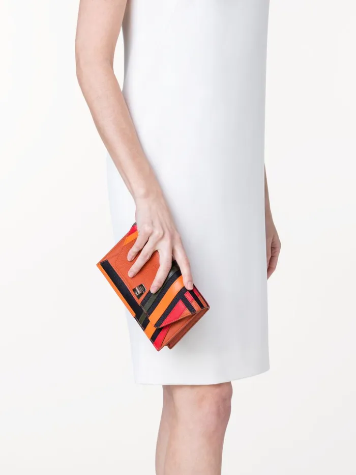 Anouk Clutch Bag In Zig Zag Trapezoid Leather Patchwork Multicolor Women Akris Shoulder Bags