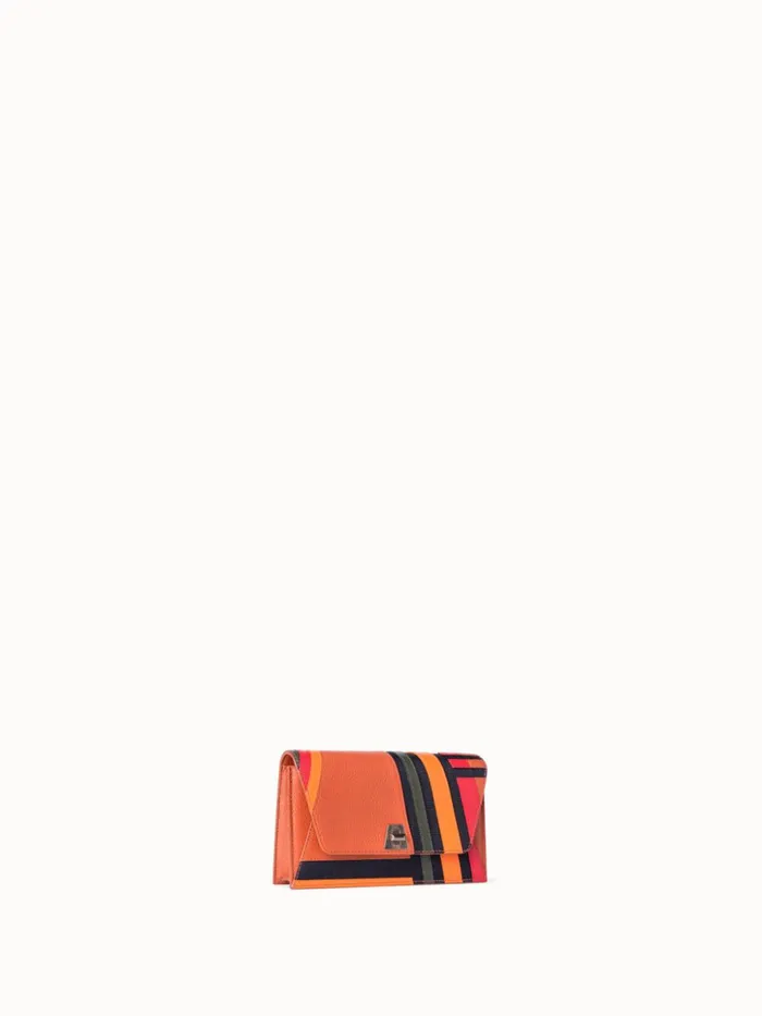 Anouk Clutch Bag In Zig Zag Trapezoid Leather Patchwork Multicolor Women Akris Shoulder Bags