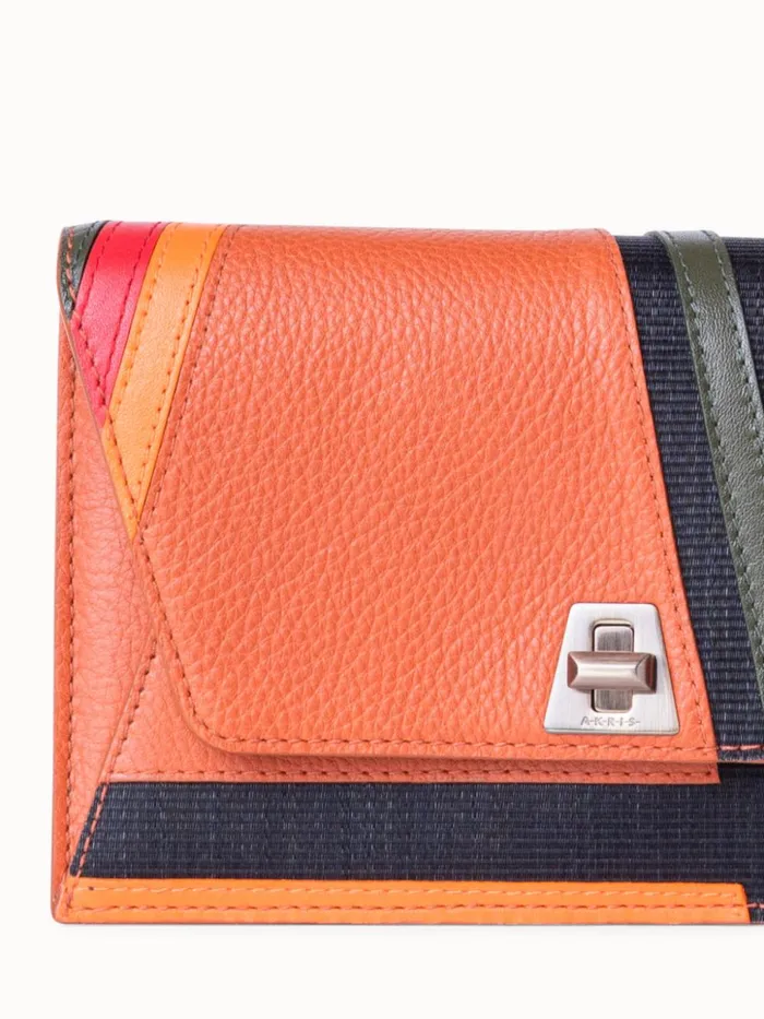 Anouk Clutch Bag In Zig Zag Trapezoid Leather Patchwork Multicolor Women Akris Shoulder Bags