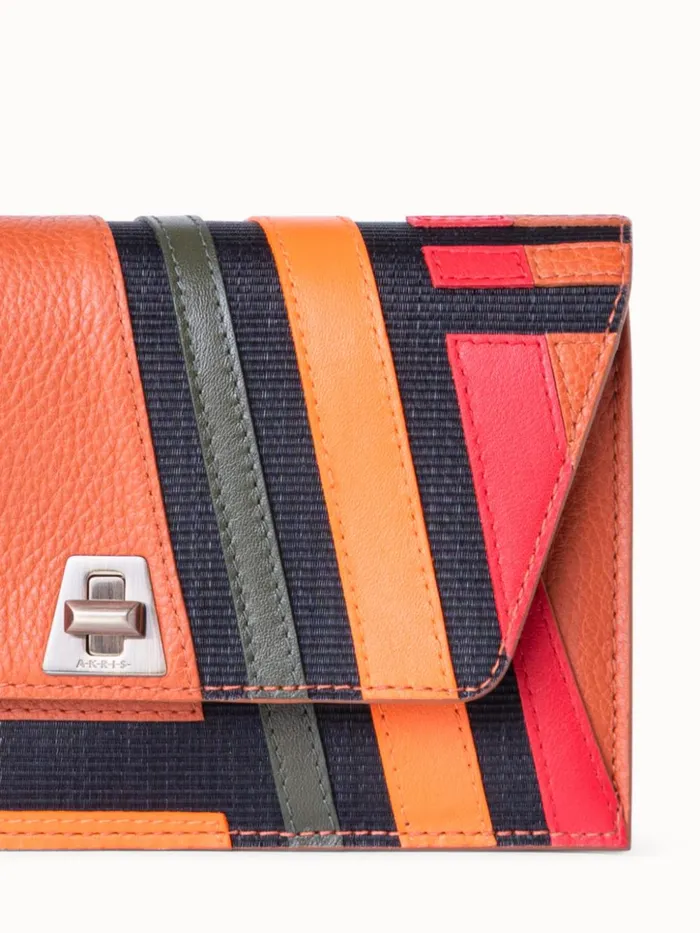 Anouk Clutch Bag In Zig Zag Trapezoid Leather Patchwork Multicolor Women Akris Shoulder Bags