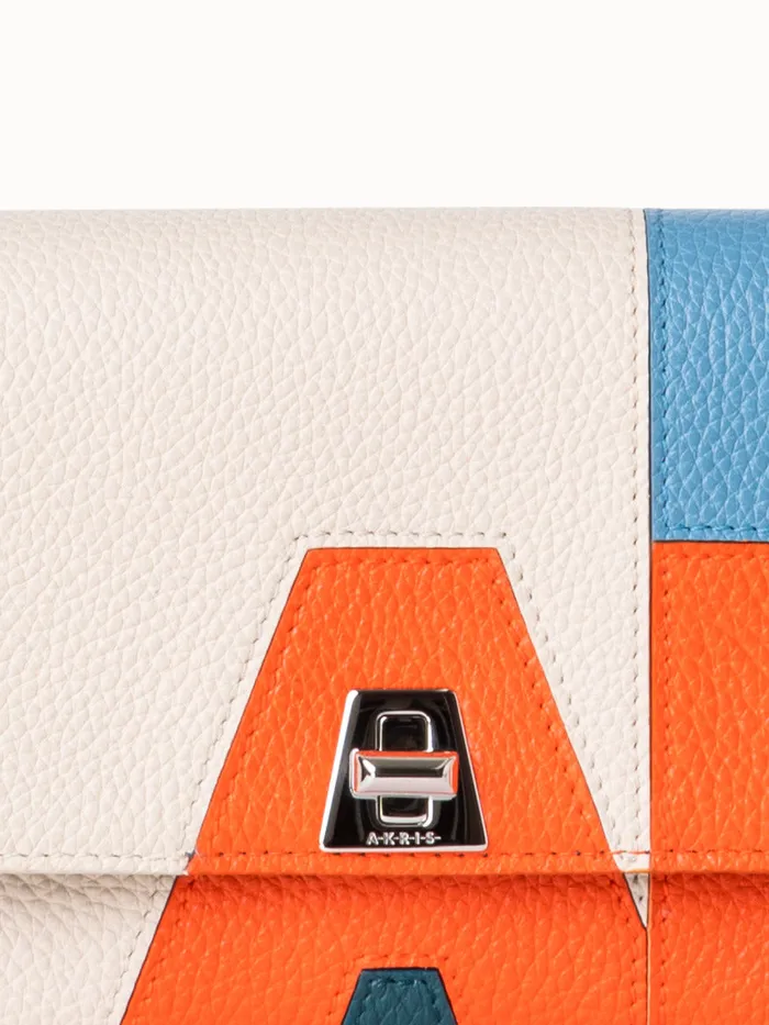 Anouk Envelope Bag In Leather Composed Letters Patchwork Multicolor Women Akris Shoulder Bags