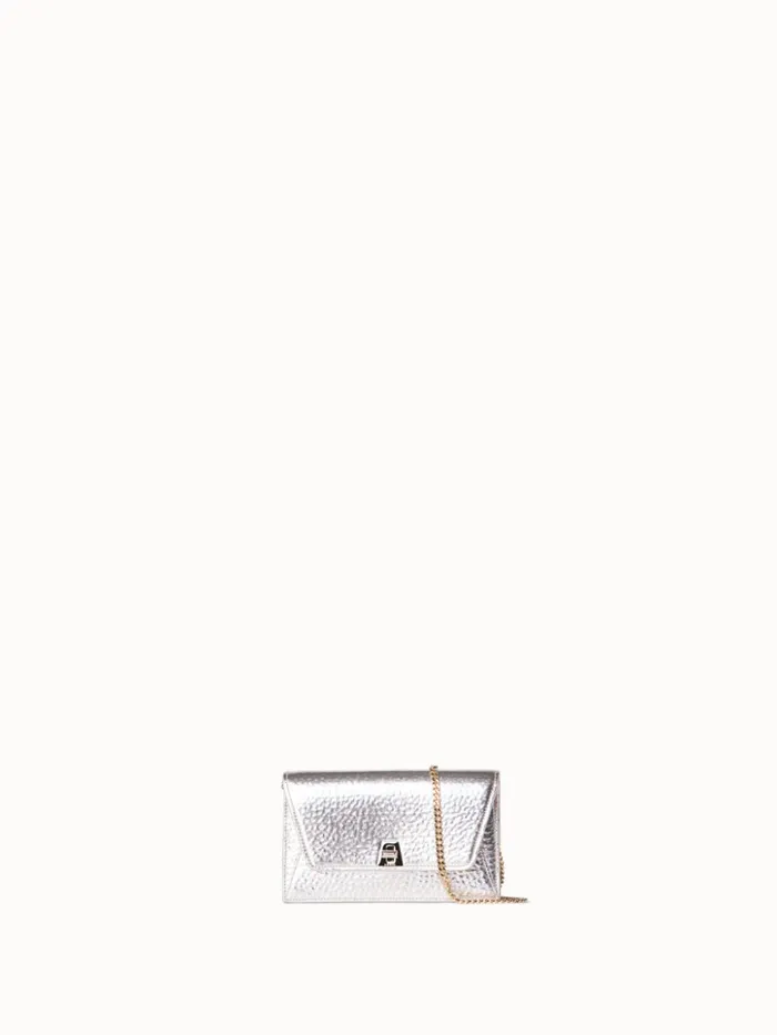 Anouk Envelope In Hammered Leather Stucco Met Women Akris Shoulder Bags