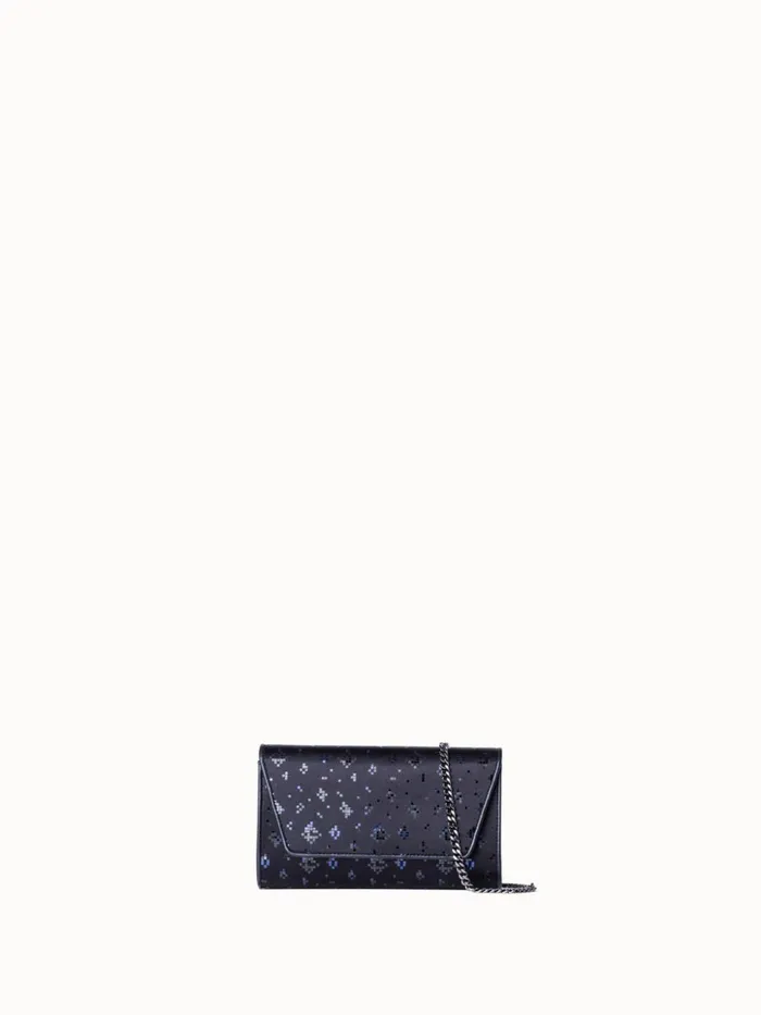 Anouk Mini Clutch In Satin With Shiny Squares Blackdenim Women Akris Mini Bags
