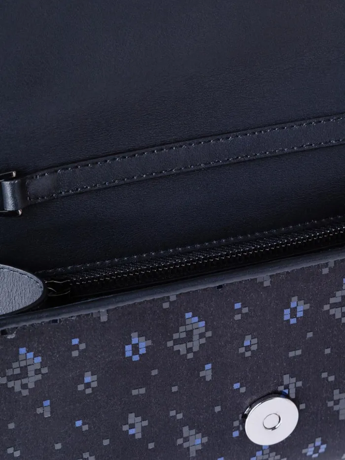 Anouk Mini Clutch In Satin With Shiny Squares Blackdenim Women Akris Mini Bags