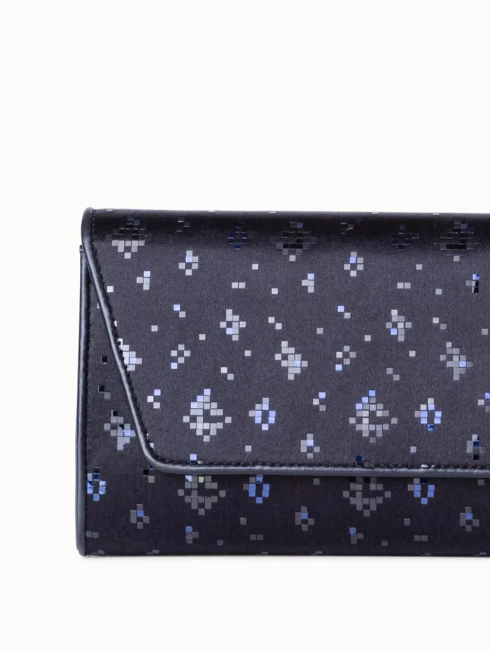 Anouk Mini Clutch In Satin With Shiny Squares Blackdenim Women Akris Mini Bags