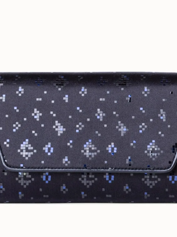 Anouk Mini Clutch In Satin With Shiny Squares Blackdenim Women Akris Mini Bags