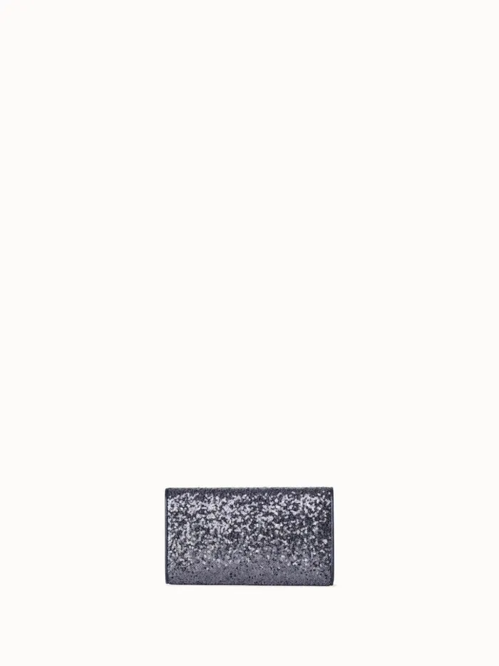 Anouk Mini Clutch In Sequins With Leather Trim Inox Women Akris Crossbody Bags