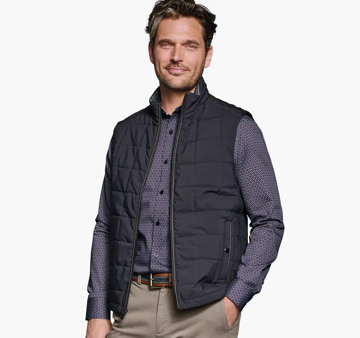 Apparel Johnston and Murphy Men Box Quilted Vest Navy