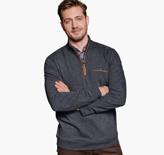 Apparel Knit QuarterZip Navy Johnston and Murphy Men