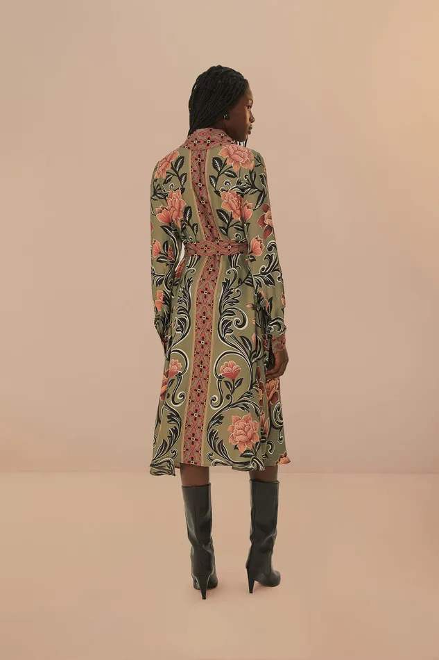 Arabesque Floral Green Midi Dress Women Farm Rio Midi Dresses