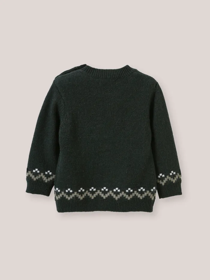 Baby Cyrillus Baby Boy Wool Bear Sweater Vert Chasse