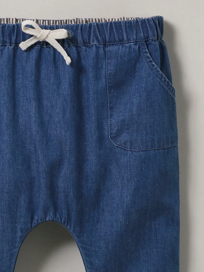Baby Cyrillus Baby Girl Lightweight Denim Harem Pants Denim Bleu