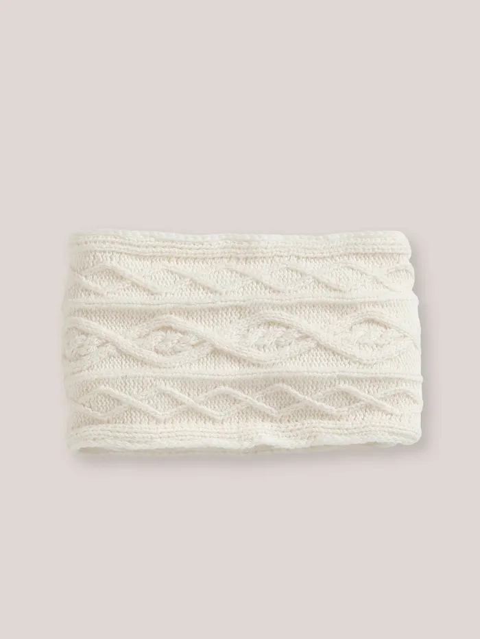 Baby Cyrillus Birth FleeceLined CableKnit Snood Ecru