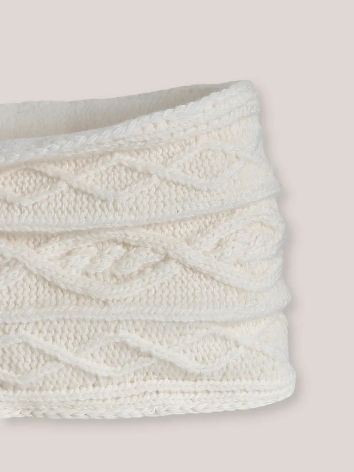 Baby Cyrillus Birth FleeceLined CableKnit Snood Ecru