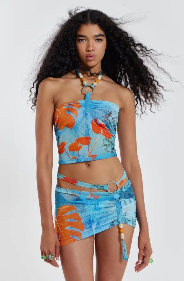 Beach Coords Women Jaded London Cora Ruched Mesh Skirt
