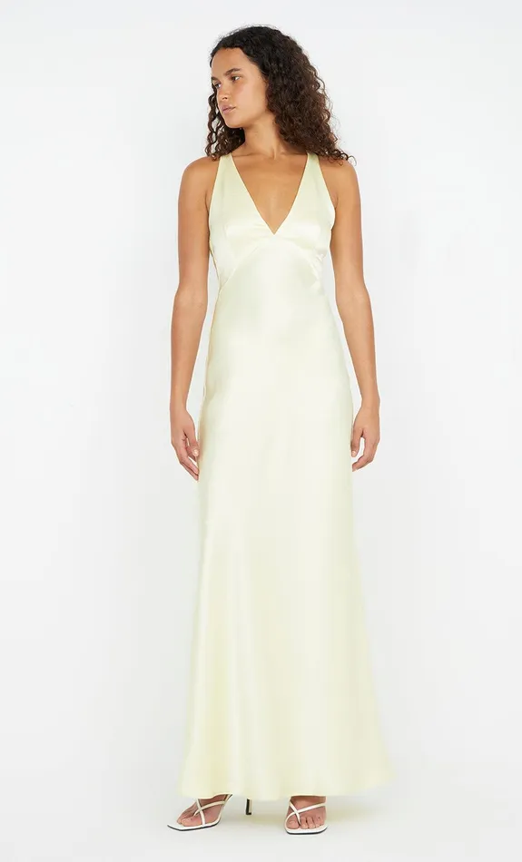 Bec Bridge Bridesmaids Dresses THE DREAMER V NECK DRESS Ice Yellow 8211 Women