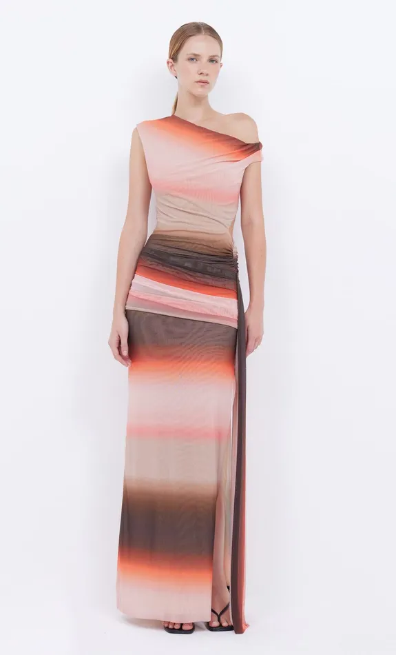 Bec Bridge Dresses LOUNA ASYM DRESS Chocpink Ombre 8211 Women