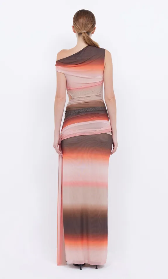 Bec Bridge Dresses LOUNA ASYM DRESS Chocpink Ombre 8211 Women