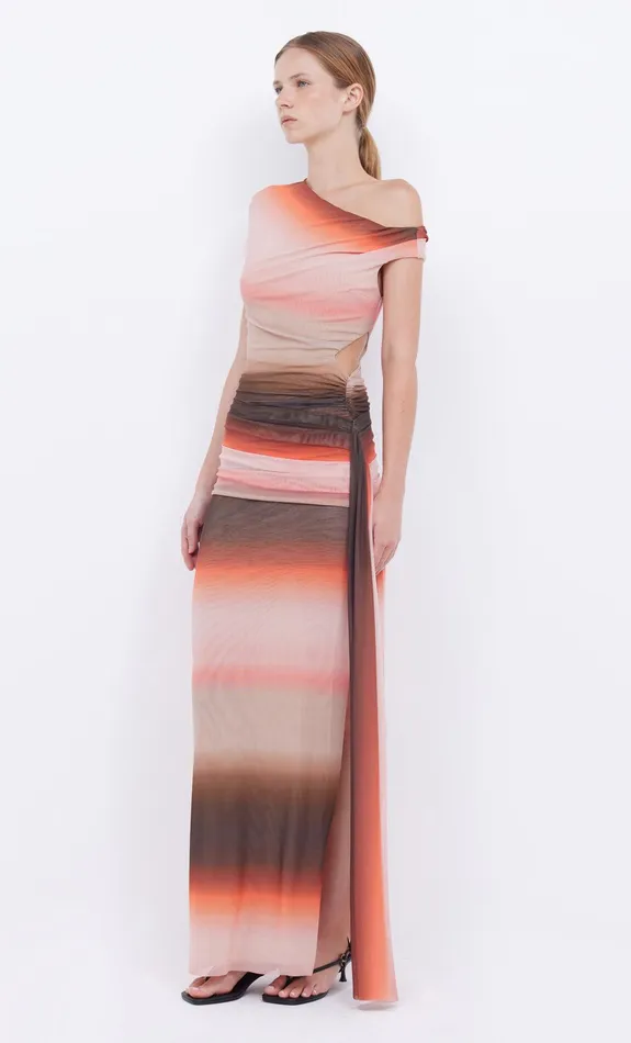 Bec Bridge Dresses LOUNA ASYM DRESS Chocpink Ombre 8211 Women