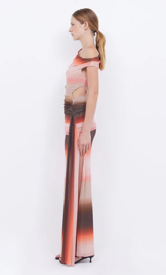 Bec Bridge Dresses LOUNA ASYM DRESS Chocpink Ombre 8211 Women