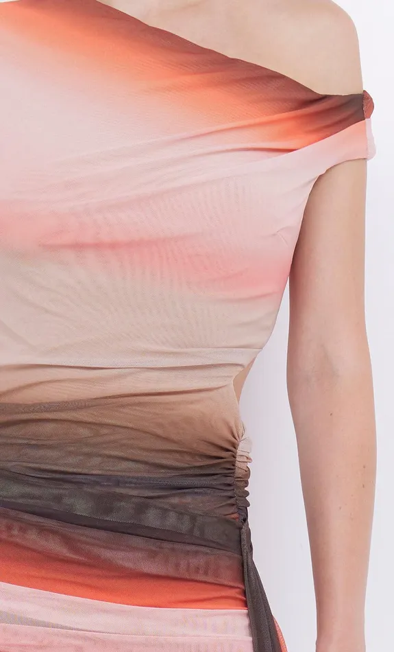 Bec Bridge Dresses LOUNA ASYM DRESS Chocpink Ombre 8211 Women