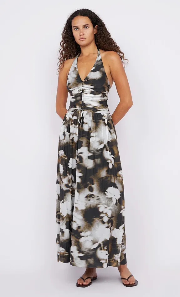 Bec Bridge Dresses SOLENE HALTER DRESS Dark Blurred Floral 8211 Women