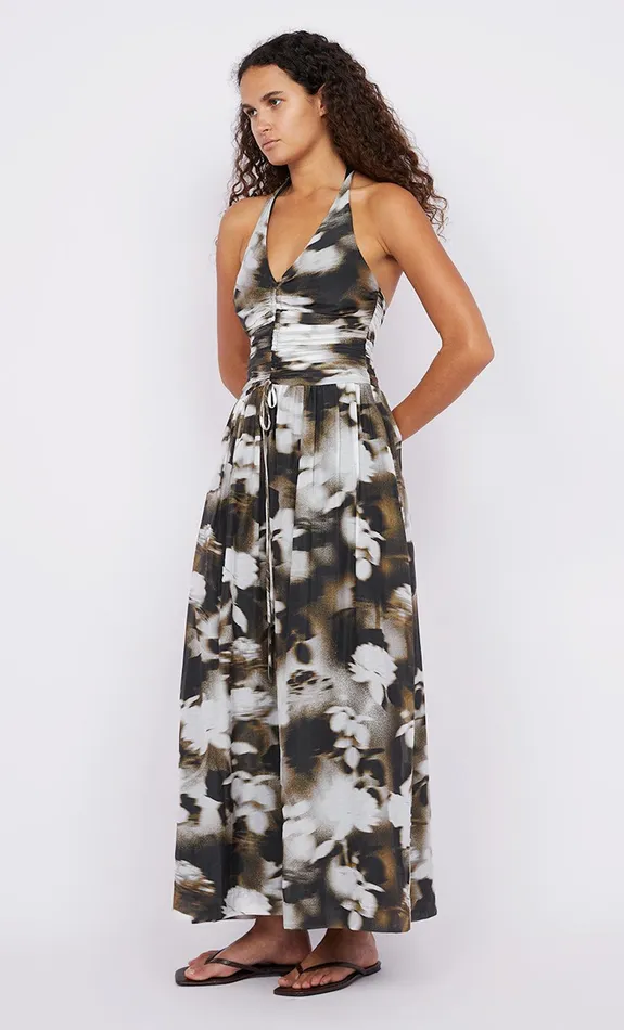Bec Bridge Dresses SOLENE HALTER DRESS Dark Blurred Floral 8211 Women