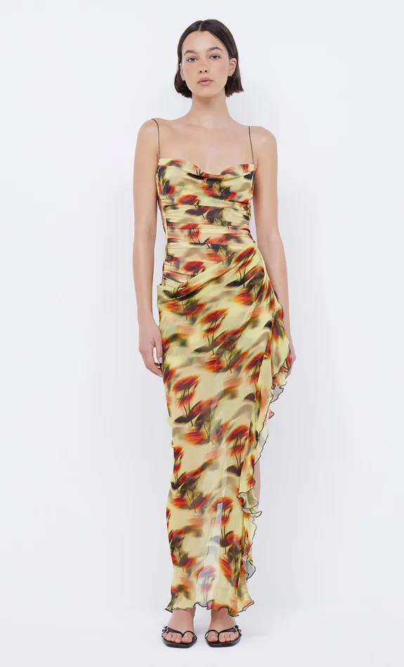 Bec Bridge Event Wear Dresses FIORE ASYM MAXI DRESS Citrus Rose 8211 Women